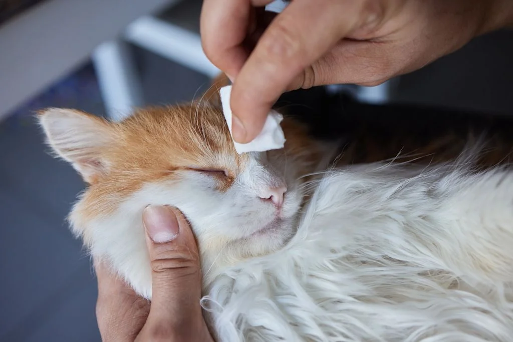pulizia degli occhi del gatto